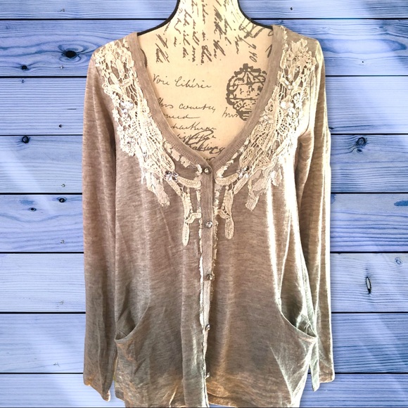 MISS ME Dip Dyed Embroidered Cardigan Size S - Picture 5 of 13